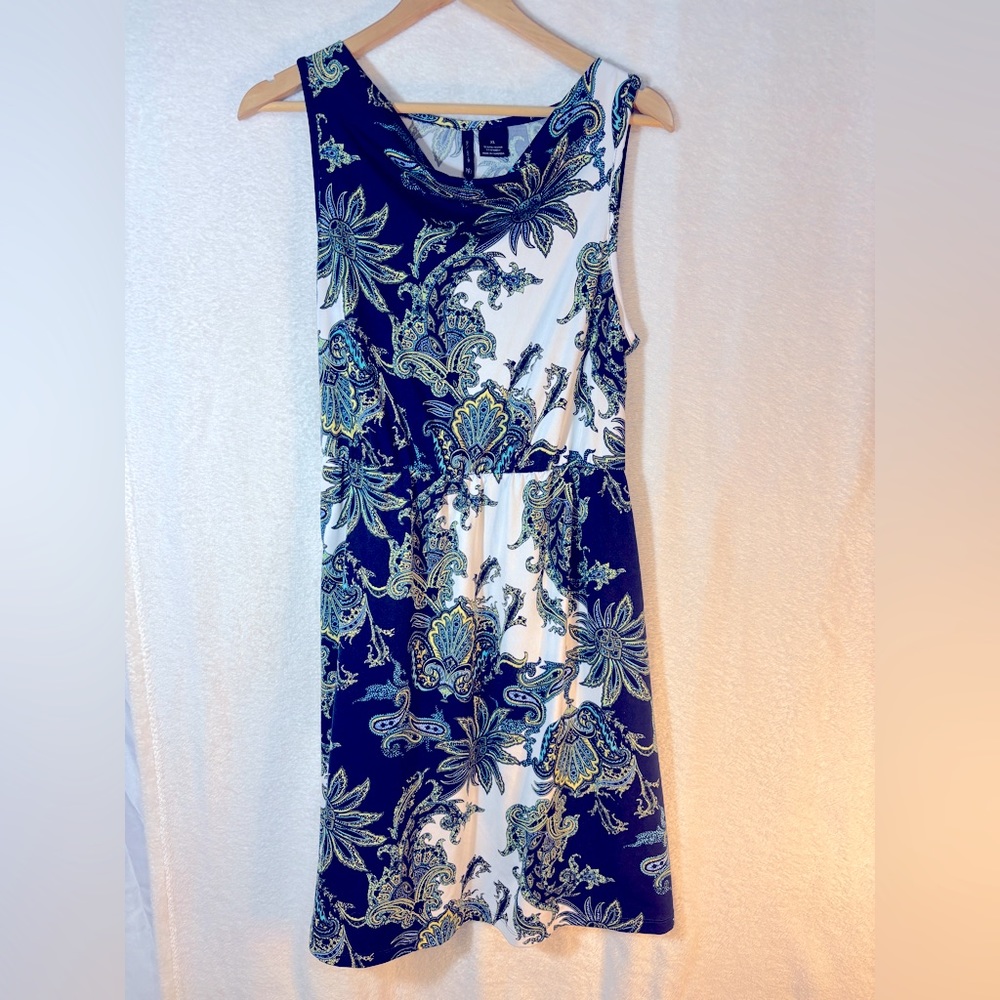 New Directions Blue Sheath Dress Cowl Neck Sleeveless